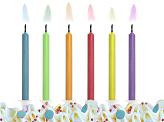 Birthday candles Coloured Flames, mix (1 pkt / 6 pc.)