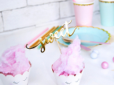 Cupcake toppers Love, gold, 13cm (1 pkt / 6 pc.)