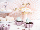 Cupcake toppers Love, gold, 13cm (1 pkt / 6 pc.)