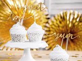 Cupcake toppers Love, gold, 13cm (1 pkt / 6 pc.)
