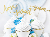 Cupcake toppers Love, gold, 13cm (1 pkt / 6 pc.)