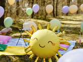 Foil Balloon Sun, 91x77 cm, yellow