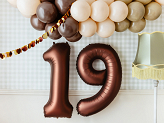 Foil Balloon Number ''9'', 86 cm, mocha