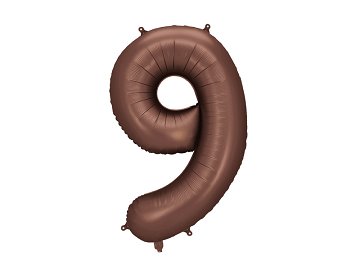 Foil Balloon Number ''9'', 86 cm, mocha