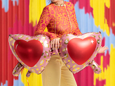 Foil balloon Heart glasses, 115,5x52 cm, mix