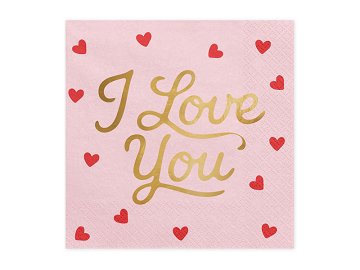 Napkins I love you, 33x33 cm, pink (1 pkt / 20 pc.)