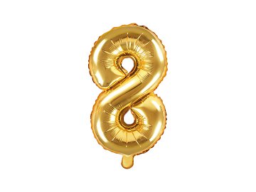 Foil Balloon Number ''8'', 35cm, gold