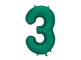 Foil Balloon Number ''3'', 86cm, Bottle Green