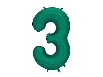 Foil Balloon Number ''3'', 86cm, Bottle Green