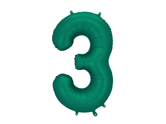 Foil Balloon Number ''3'', 86cm, Bottle Green