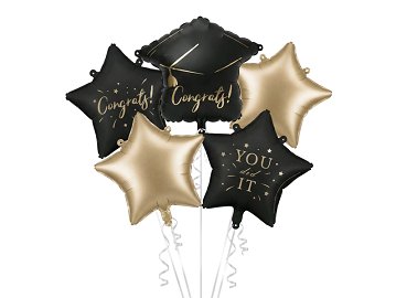 Foil balloon set Congrats, mix (1 pkt / 5 pc.)