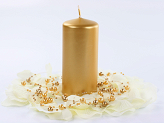 Pillar Candle, metallic, gold, 12 x 6cm (1 pkt / 6 pc.)