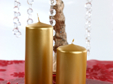 Pillar Candle, metallic, gold, 12 x 6cm (1 pkt / 6 pc.)