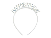 Headband Happy Birthday, 14x15.5 cm, silver