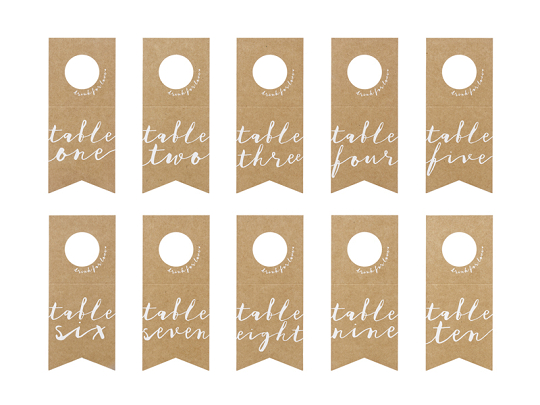 Table numbers - bottles hangers, 8x18.5cm (1 pkt / 10 pc.)