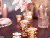 Candle holder, rose gold, 8cm (1 pkt / 4 pc.)