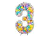 Number Frame '3' for Latex Balloons, 126cm, Silver
