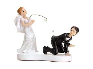 Figurine Newly-weds with a fishing rod, 13cm