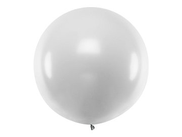 Round balloon 1 m, Metallic Silver Snow