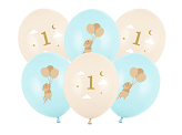 Balloons 30 cm, Mice with number 1, Light Blue (1 pkt / 6 pc.)