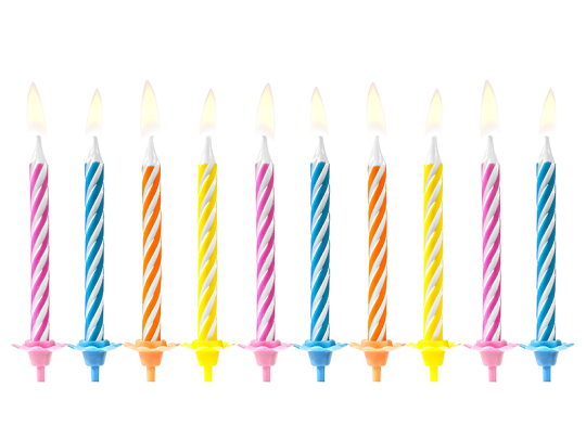 Birthday candles, mix, 6cm (1 pkt / 10 pc.)