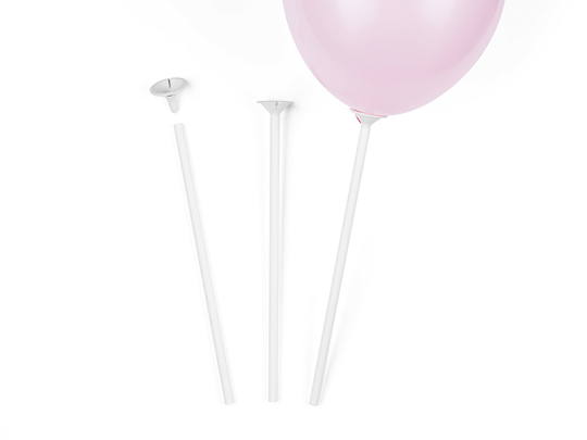Balloon stick with cups, 30 cm, white (1 pkt / 100 pc.)