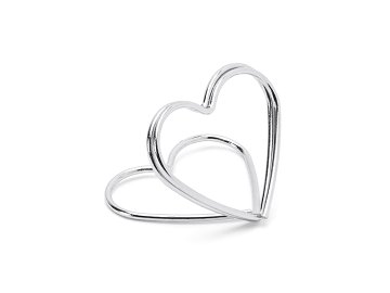 Place card holders Hearts, silver, 2.5 cm (1 pkt / 10 pc.)