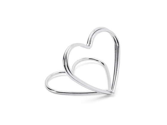 Place card holders Hearts, silver, 2.5 cm (1 pkt / 10 pc.)