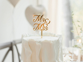 MR & MRS Acrylic Cake Topper, gold, 16.5 cm