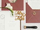 MR & MRS Acrylic Cake Topper, gold, 16.5 cm