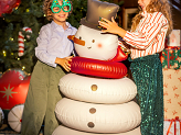 Standing foil balloon Snowman, 64.5x120 cm, beige