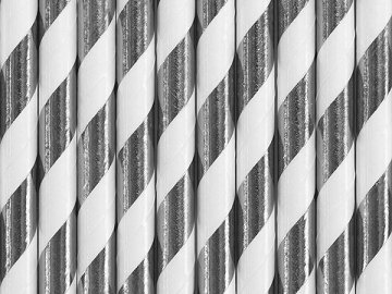 Paper Straws, silver, 19.5cm (1 pkt / 10 pc.)