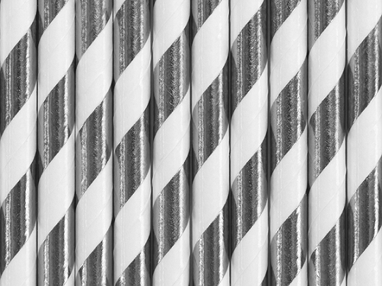 Paper Straws, silver, 19.5cm (1 pkt / 10 pc.)