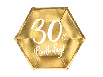 Plates 30th Birthday, gold, 20cm (1 pkt / 6 pc.)