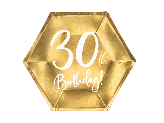 Plates 30th Birthday, gold, 20cm (1 pkt / 6 pc.)