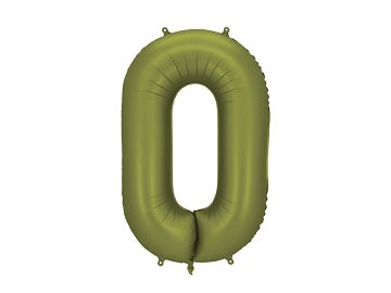 Foil Balloon Number' '0'', 86cm, olive