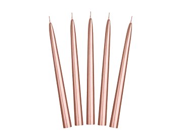 Taper candles, metallic, rose gold, 24cm (1 pkt / 10 pc.)