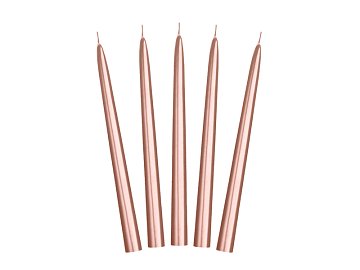 Taper candles, metallic, rose gold, 24cm (1 pkt / 10 pc.)