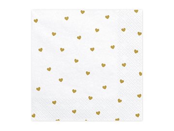 Napkins Hearts, white, 33x33cm (1 pkt / 20 pc.)