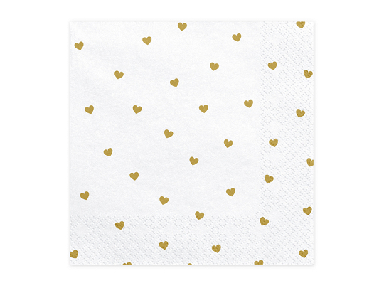 Napkins Hearts, white, 33x33cm (1 pkt / 20 pc.)