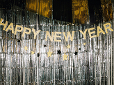 Banner Happy New Year with stars, 300 cm, gold