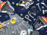 Paper plates Space Party - Rocket, 21.5x29.5cm. (1 pkt / 6 pc.)