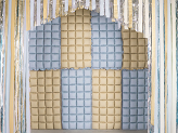 Foil balloon curtain double-sided, beige-blue, 55 x 110 cm