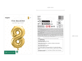 Foil Balloon Number ''8'', 72cm, light gold