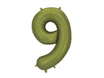 Foil Balloon Number ''9'', 86cm, olive