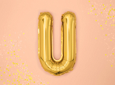Foil Balloon Letter ''U'', 35cm, gold