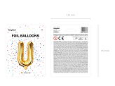 Foil Balloon Letter ''U'', 35cm, gold