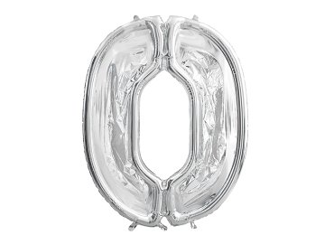 Number Frame '0' for Latex Balloons, 126cm, Silver