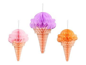 Tissue paper decorations Ice Cream, 20-30 cm, mix (1 pkt / 3 pc.)