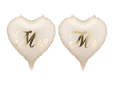 Foil balloons hearts MR and MRS, 45 cm, mix (1 pkt / 2 pc.)
